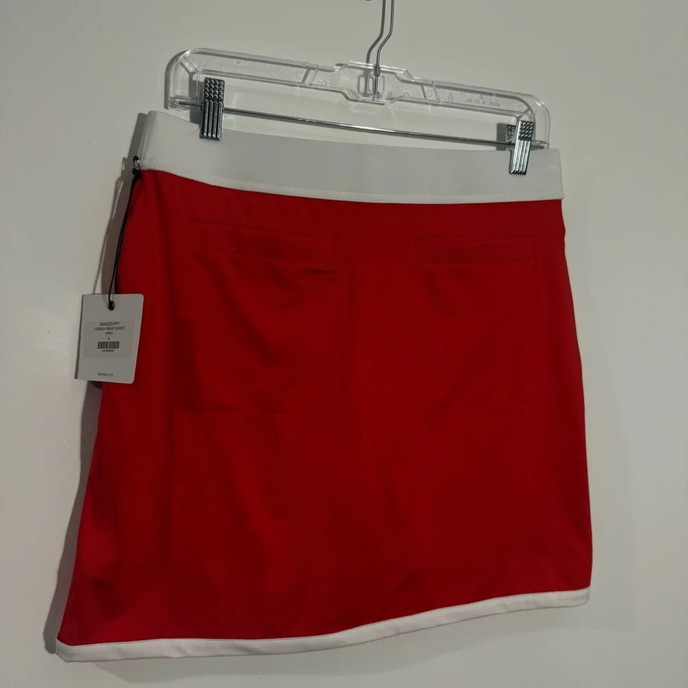 NWT Belyn Key Farrah Wrap Golf‎ Skort In Poppy Red/White Small Tennis Activewear